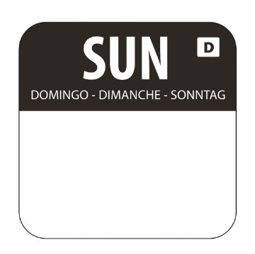 Picture of Hygiplas Dissolvable Food Rotation Labels Sunday (1000 pack)