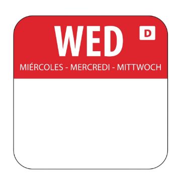 Picture of Hygiplas Dissolvable Food Rotation Labels Wednesday (1000 pack)