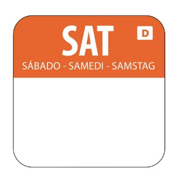 Picture of Hygiplas Dissolvable Food Rotation Labels Saturday (1000 pack)