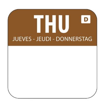 Picture of Hygiplas Dissolvable Food Rotation Labels Thursday (1000 pack)