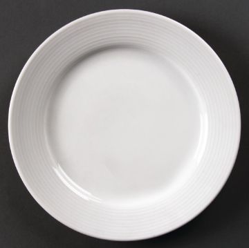 Picture of Olympia Linear Wide Rimmed Plates White 200mm (12 pack)