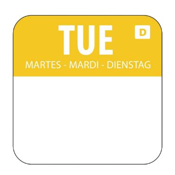 Picture of Hygiplas Dissolvable Food Rotation Labels Tuesday (1000 pack)