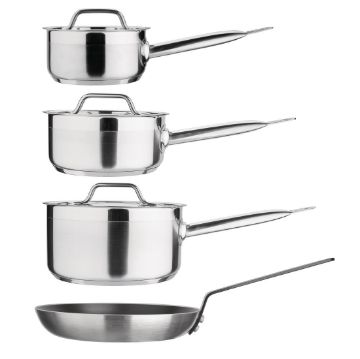 Picture of Caterboss Essentials Cook Like A Pro Stainless Steel & Aluminium 4-Piece Saucepan & Frying Pan Set