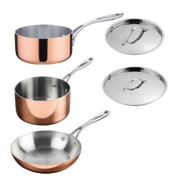 Picture of Vogue Cook Like A Pro 3-Piece Tri-Wall Copper Cookware Set
