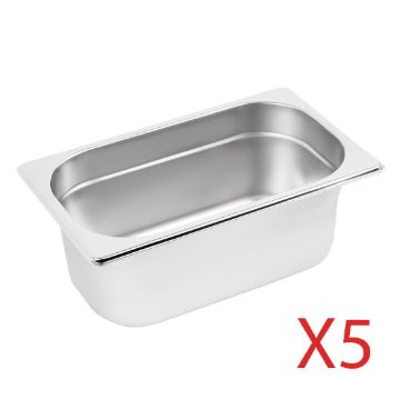 Picture of Vogue Stainless Steel Gastronorm Container Kit 1/4 (5 pack)