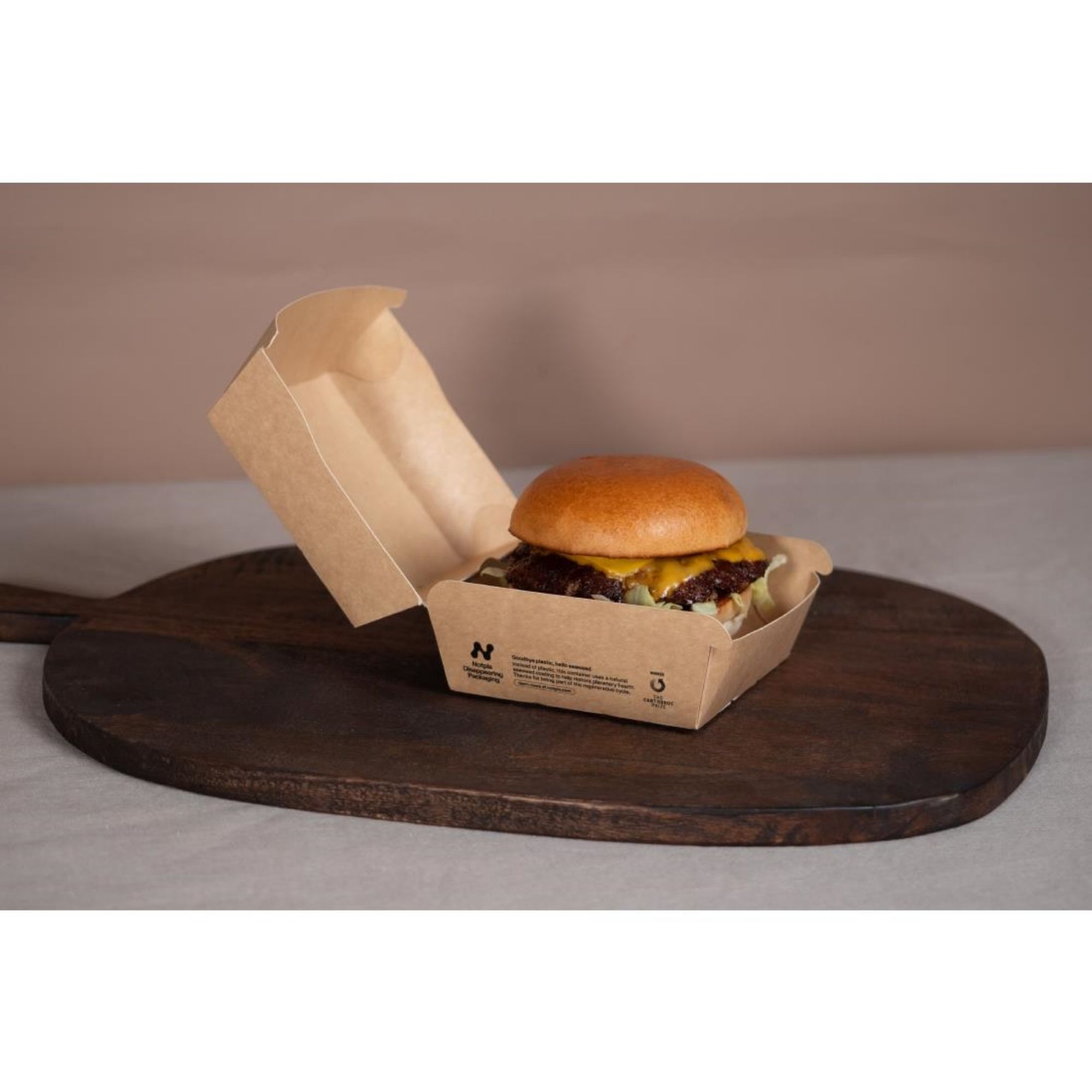 Picture of Notpla 6" Clamshell Burger Boxes - Kraft (300 Pack)