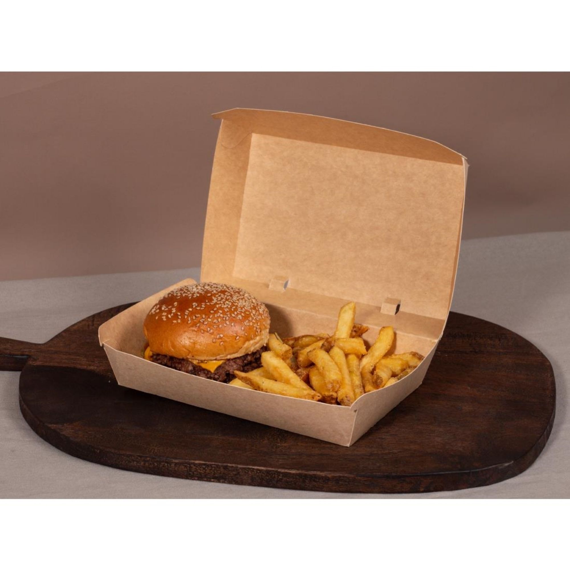 Picture of Notpla 7"x5" Clamshell Takeaway Boxes - Kraft (200 Pack)