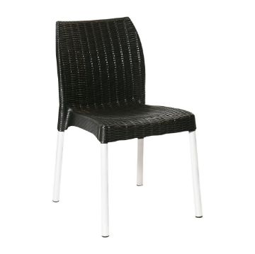 Picture of Bolero Elements Polypropylene Rattan Side Chairs Black (4 Pack)