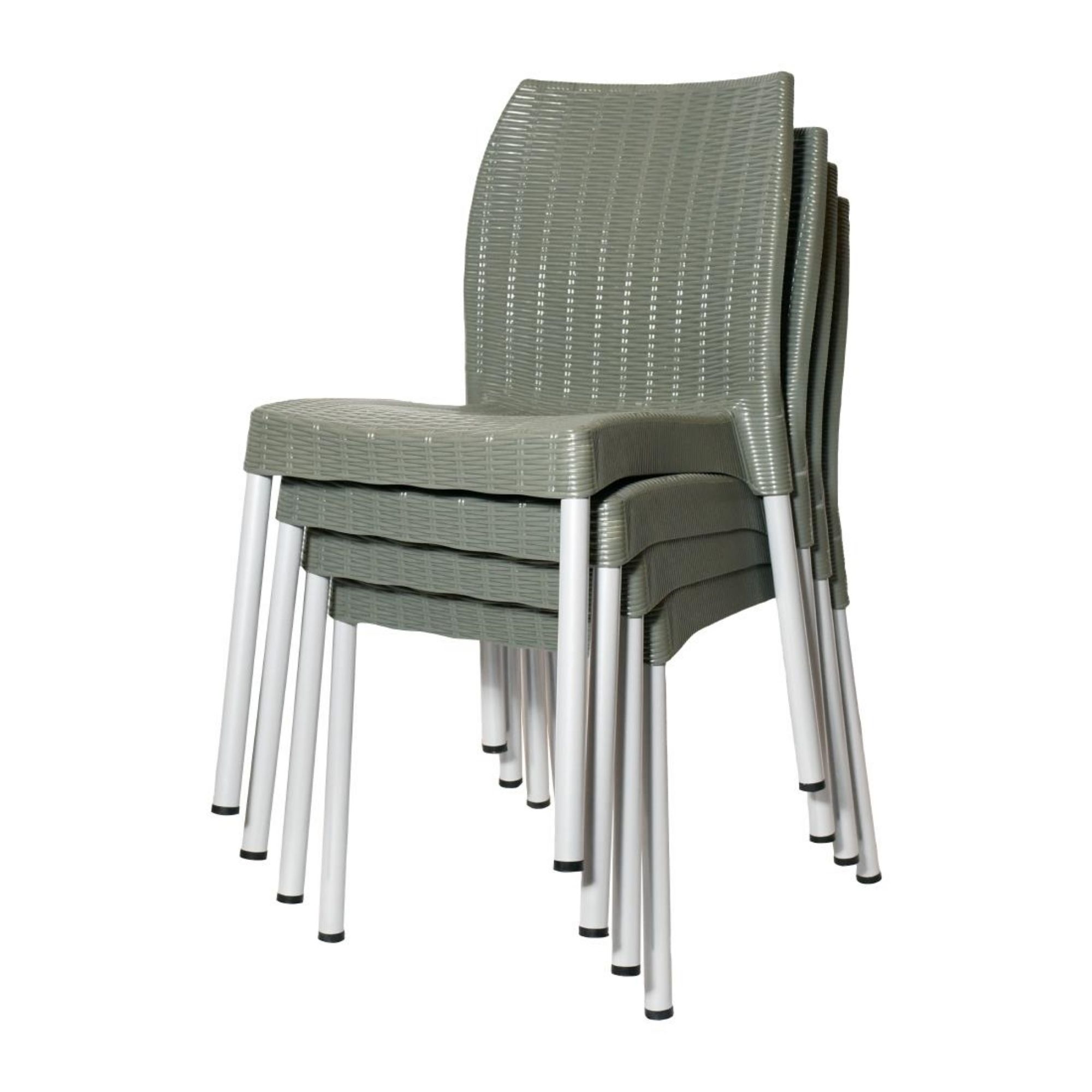 Picture of Bolero Elements Polypropylene Rattan Side Chairs Olive Green (4 Pack)