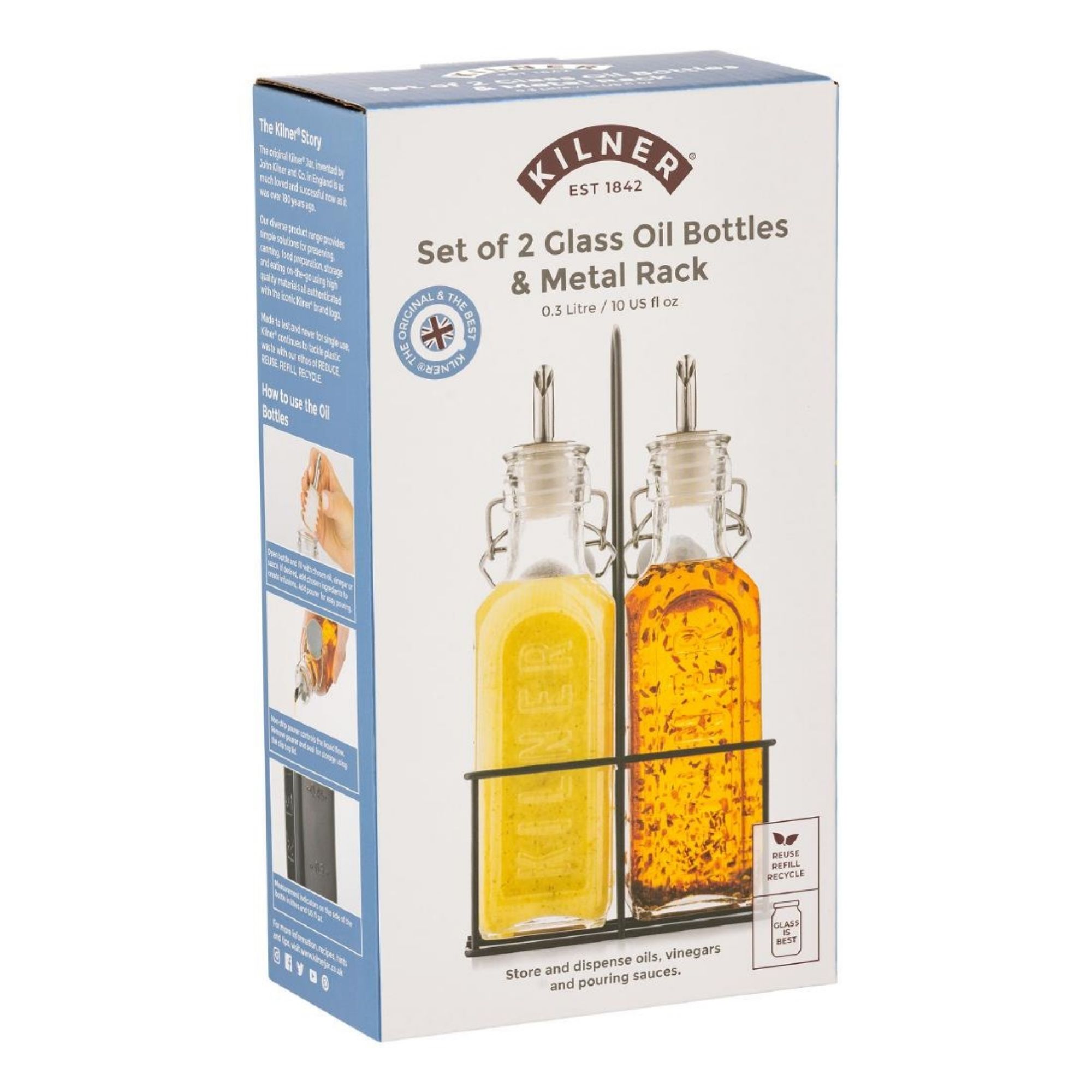 Picture of Kilner Oil Bottles and Metal Rack 300ml (2 Pack)