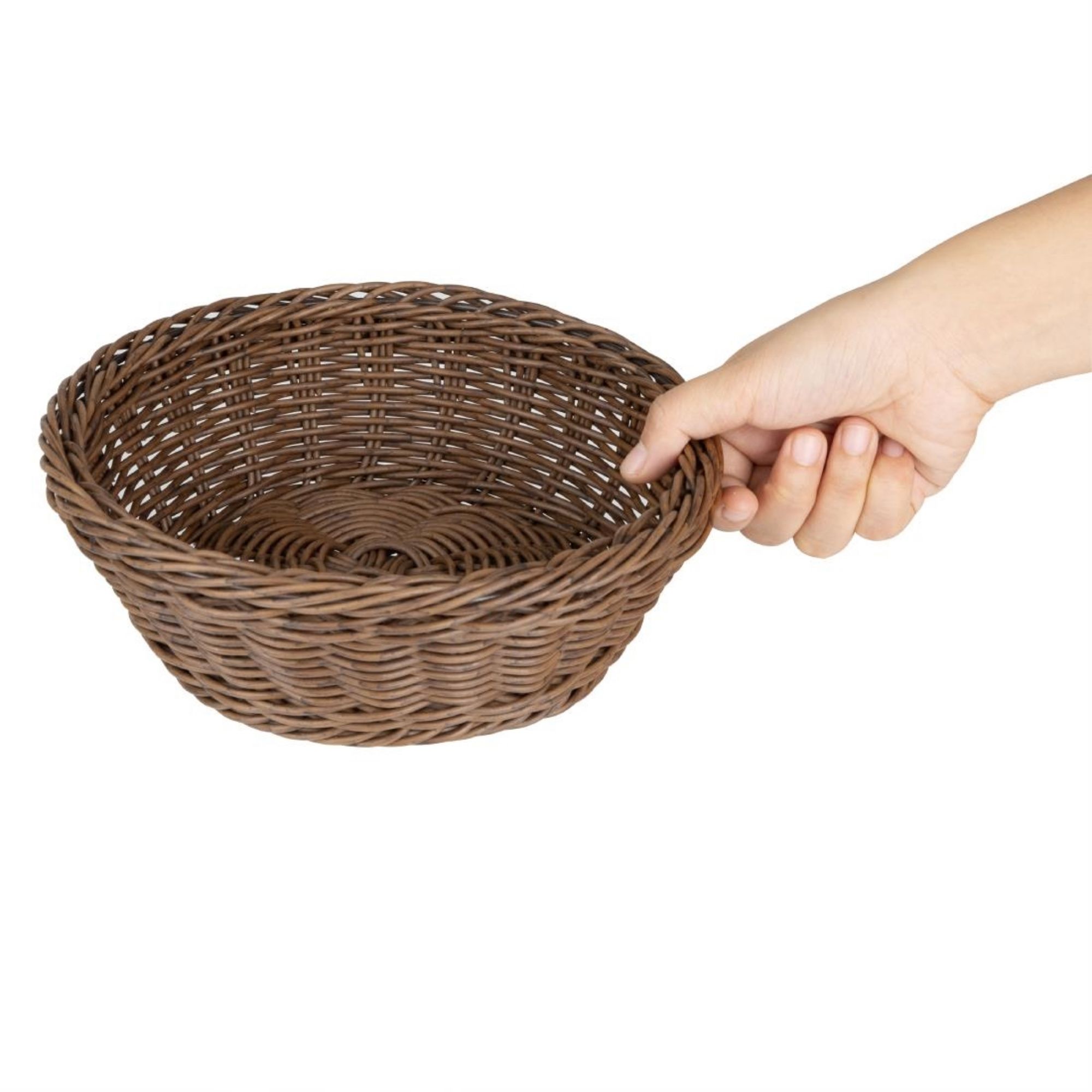 Picture of Olympia Polywicker Round Basket Dark Brown 220mm