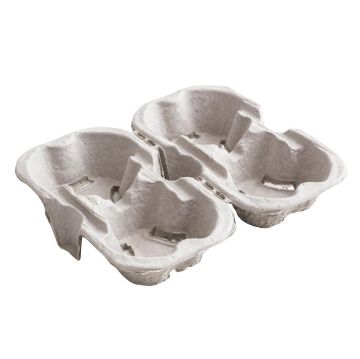 Picture of Vegware Moulded Pulp Fibre Splitable 4-Cup Carry Trays (160 Pack)