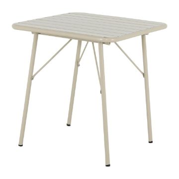 Picture of Bolero Amalfi Square Slatted Steel Folding Table Taupe 700mm