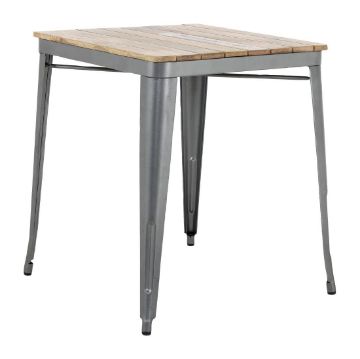 Picture of Bolero Bistro Dining Table Slatted Mango Wood Top Gunmetal Frame 650mm