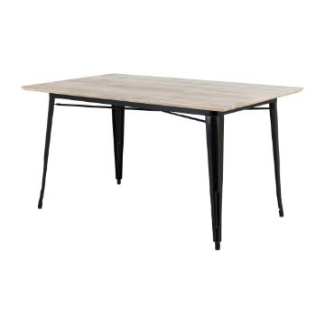 Picture of Bolero Bistro Dining Table Mango Wood Top Black Frame 1450mm