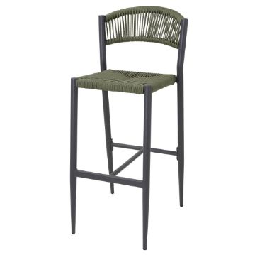 Picture of Bolero Eden PE Twist Rattan Outdoor Bar Stool Green (2 Pack)