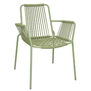 Picture of Bolero Melbourne Rope Design Arm Chairs Light Green (4 Pack)