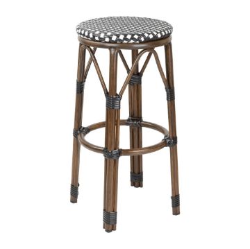 Picture of Bolero Parisian Style PE Rattan Bar Stools Black Dot Mix (2 Pack)