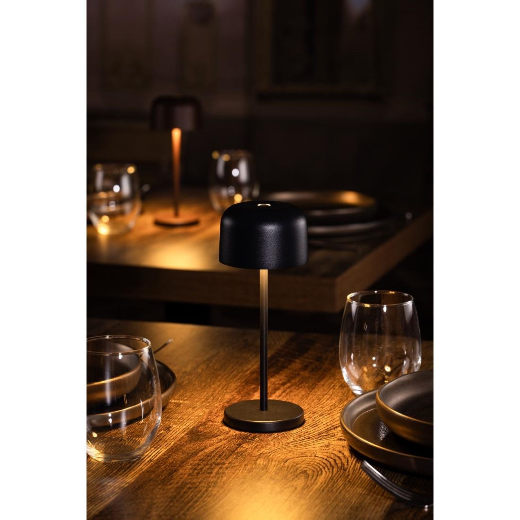 Picture of Olympia Siena Table Lamp Round Dome Black 200mm
