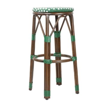 Picture of Bolero Parisian Style PE Rattan Bar Stools Green Dot Mix (2 Pack)