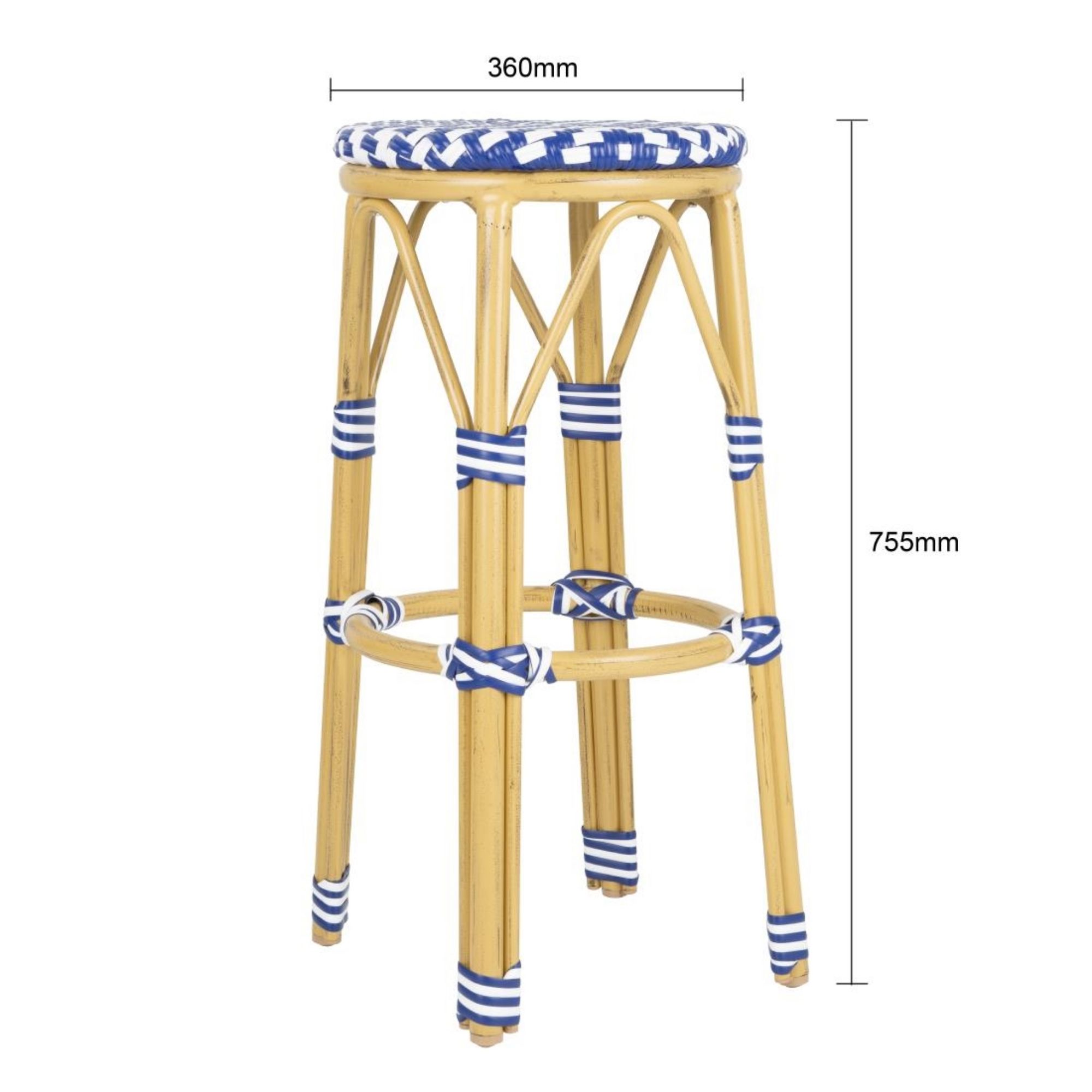 Picture of Bolero Parisian Style PE Rattan Bar Stools Blue (2 Pack)