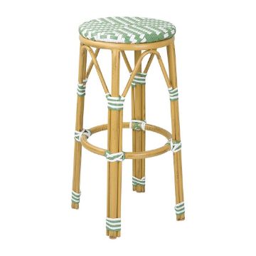 Picture of Bolero Parisian Style PE Rattan Bar Stools Light Green (2 Pack)