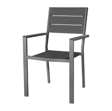 Picture of Bolero Valletta Grey Slatted Armchairs (4 Pack)