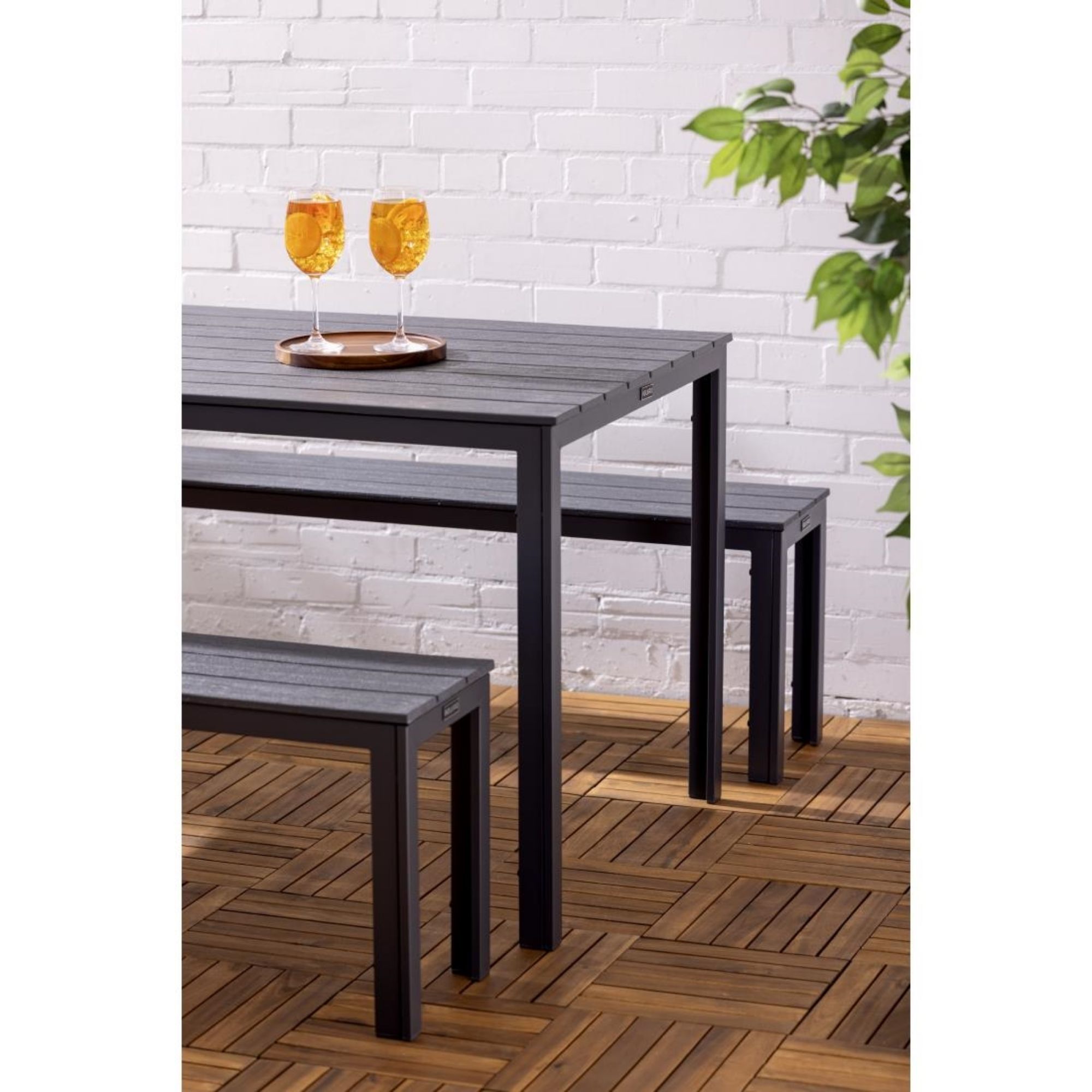 Picture of Bolero Valletta Grey Slatted Outdoor Table 1560mm