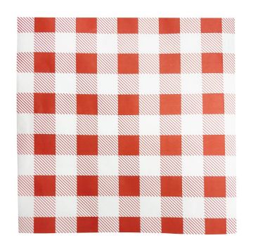 Picture of Fiesta Compostable Red Gingham Greaseproof Sheets 250x250mm (200 Pack)