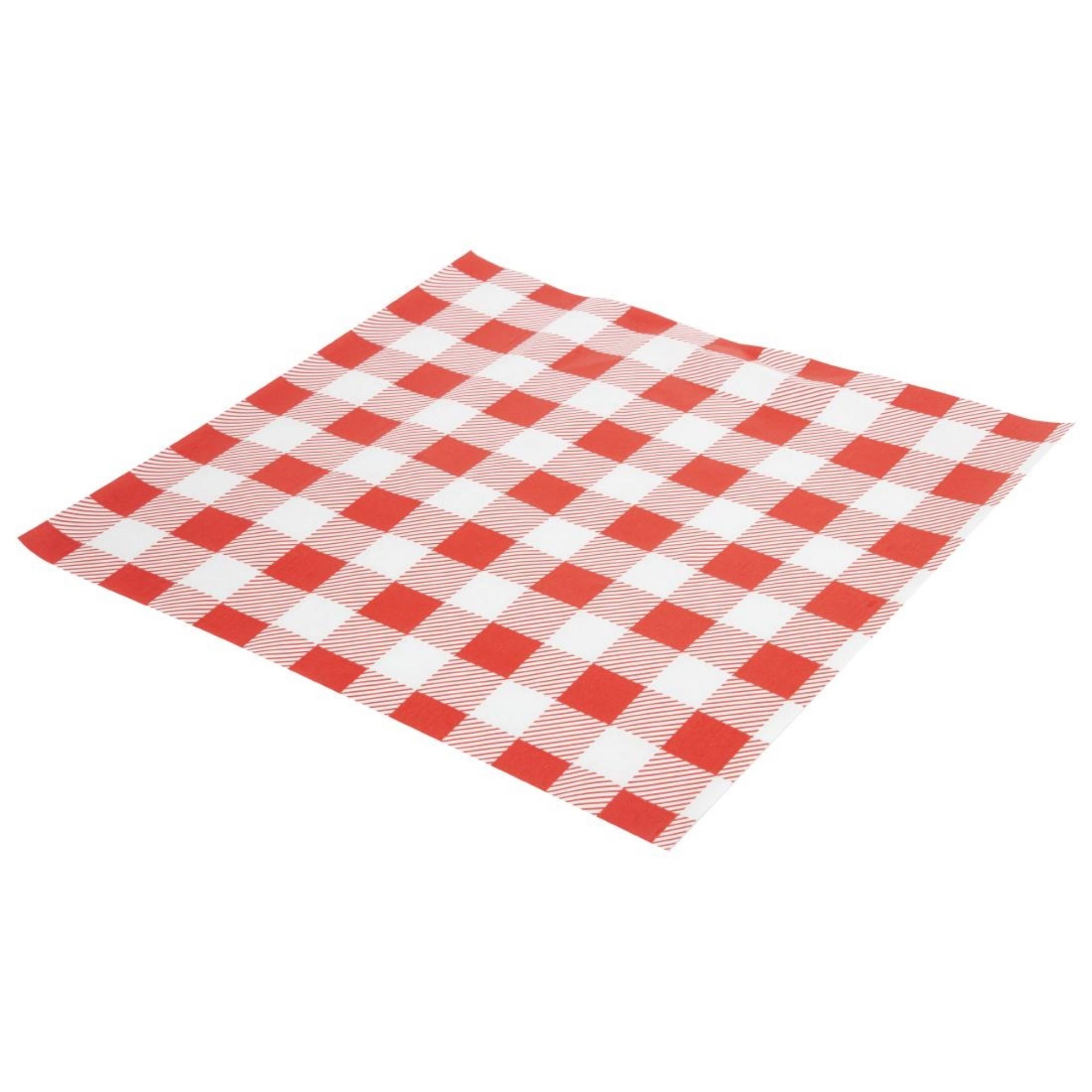Picture of Fiesta Compostable Red Gingham Greaseproof Sheets 250x250mm (200 Pack)