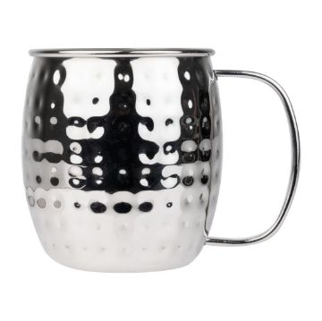 Picture of Olympia Barware Hammered Stainless Steel Mugs 440ml