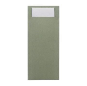 Picture of Europochette Classic Size Sage Green Cutlery Pouch with White 2ply Napkin (500 pack)