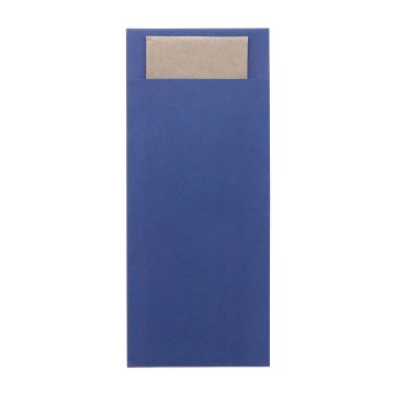 Picture of Europochette Classic Size Marine Blue Cutlery Pouch with Kraft 2ply Napkin (500 pack)