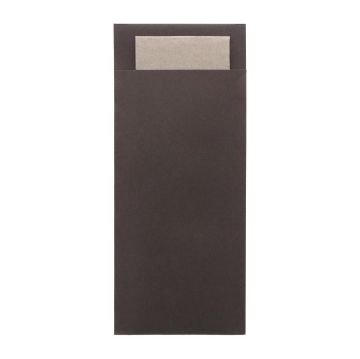 Picture of Europochette Classic Size Chocolate Brown Cutlery Pouch with Kraft 2ply Napkin (500 pack)