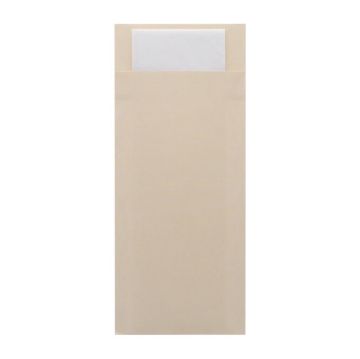 Picture of Europochette Classic Size Cream Cutlery Pouch with White 2ply Napkin (500 pack)