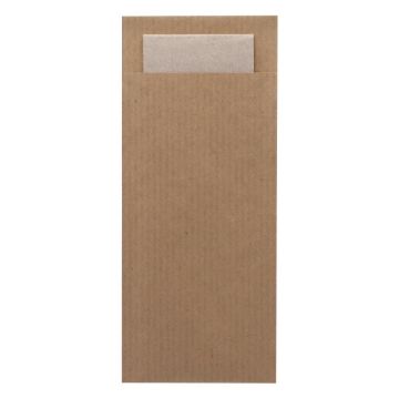 Picture of Europochette Classic Size Kraft Brown Cutlery Pouch with Kraft 2ply Napkin (500 pack)