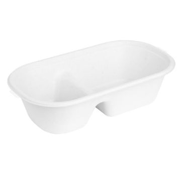 Picture of Fiesta Compostable Bagasse Oval 2-Compartment Container 900ml (100 Pack)