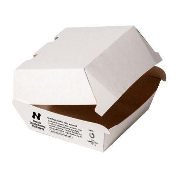 Picture of Notpla 5" Clamshell Burger Boxes - White (200 Pack)
