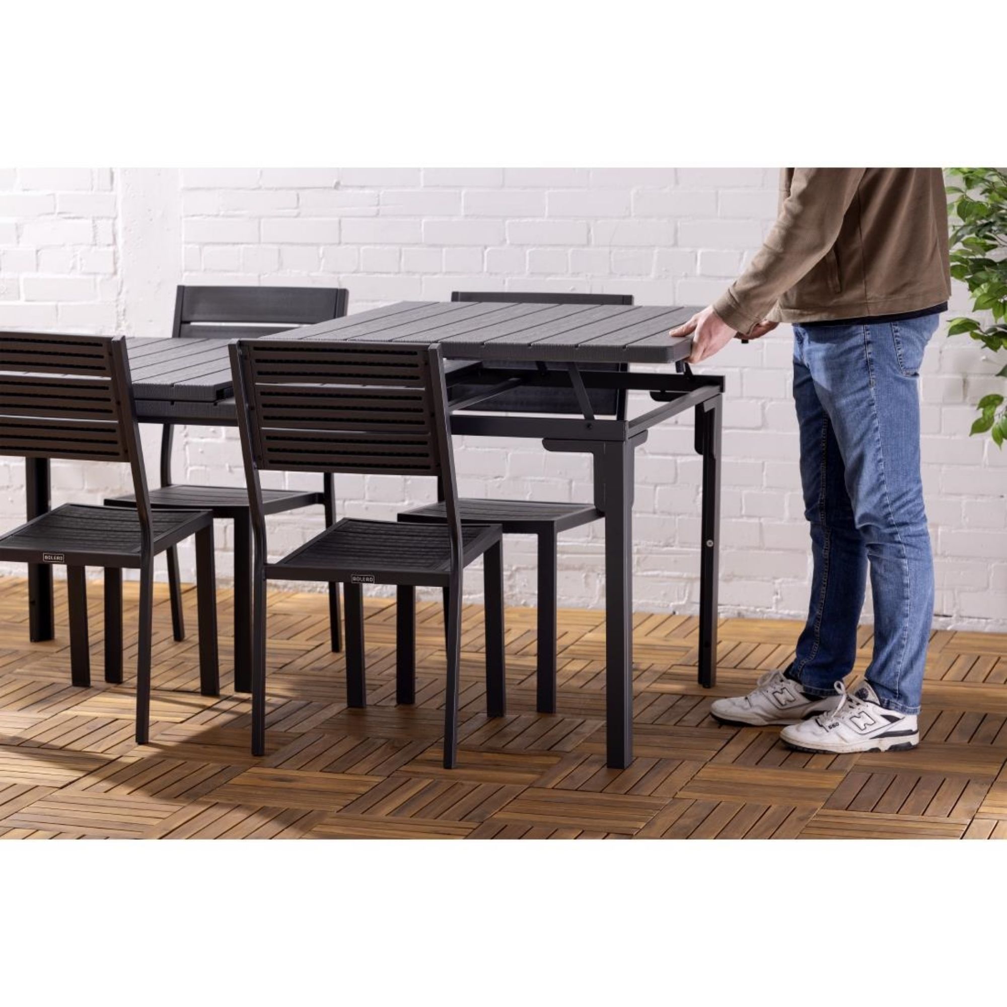 Picture of Bolero Valletta Grey Slatted Extendable Outdoor Dining Table