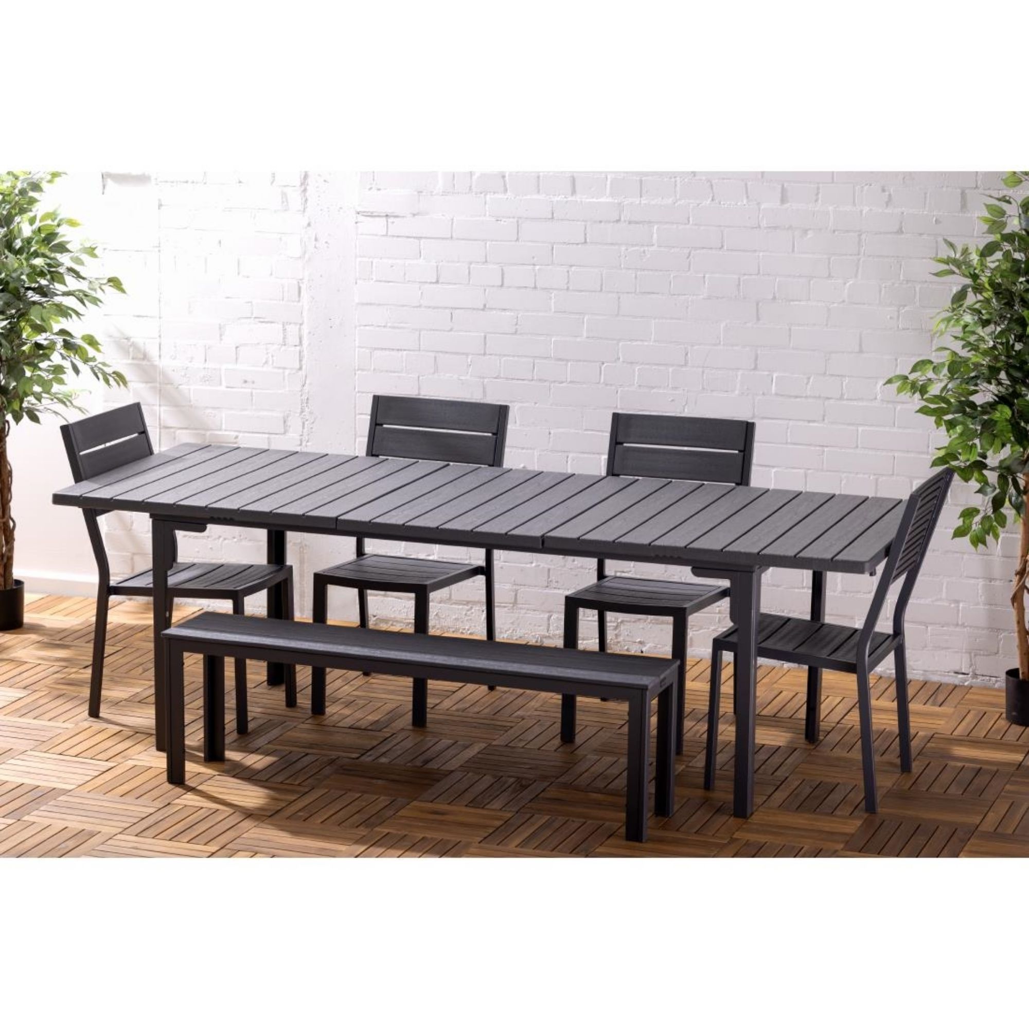 Picture of Bolero Valletta Grey Slatted Extendable Outdoor Dining Table