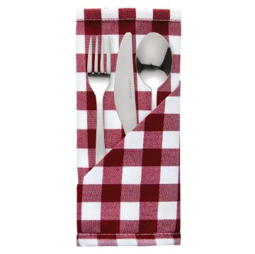 Picture of Gingham Polyester Napkins Red Check (10 pack)