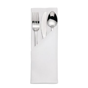 Picture of Mitre Luxury Satin Band Napkins Cotton White (10 pack)