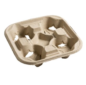 Picture of Moulded Pulp Fibre Four Cup Carrier (180 pack)