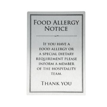 Picture of Vogue Brushed Steel Food Allergy Sign A5