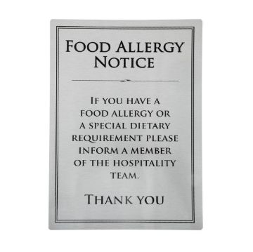 Picture of Vogue Brushed Steel Food Allergy Sign A4