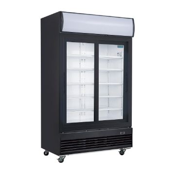 Picture of Polar G-Series Upright Sliding Door Display Cooler with Light Box 950Ltr Black