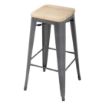 Picture of Bolero Bistro High Stools with Wooden Seat Pad Gun Metal (4 pack)