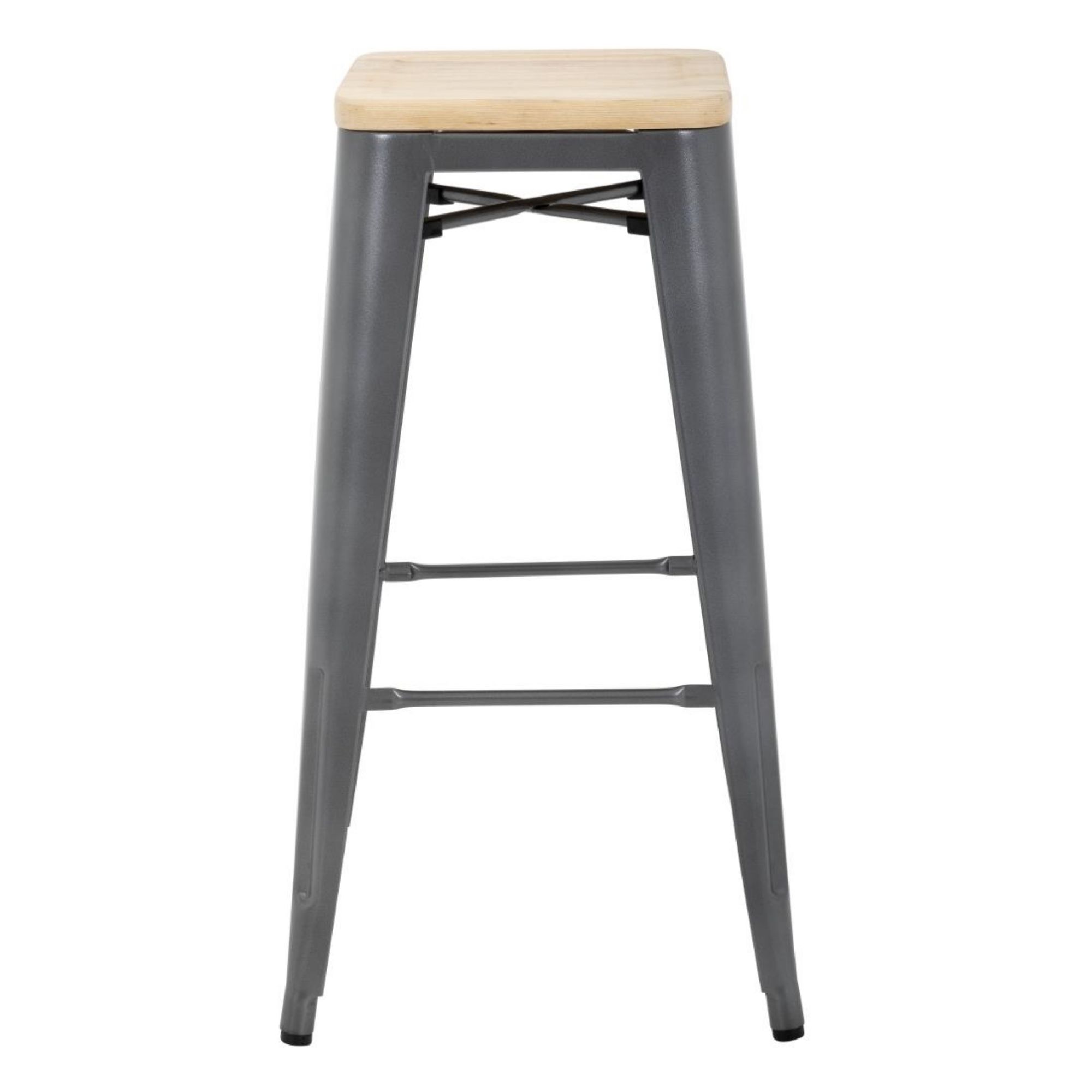 Picture of Bolero Bistro High Stools with Wooden Seat Pad Gun Metal (4 pack)