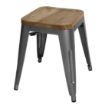 Picture of Bolero Bistro Low Stools with Wooden Seat Pad Gun Metal (4 pack)