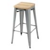 Picture of Bolero Bistro High Stools with Wooden Seat Pad Galvanised Steel (4 pack)